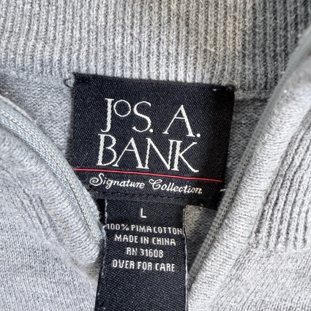 Jos. A. Bank Signature Collection Mens L Gray Pima Cotton Quarter Zip Sweater - Picture 5 of 13